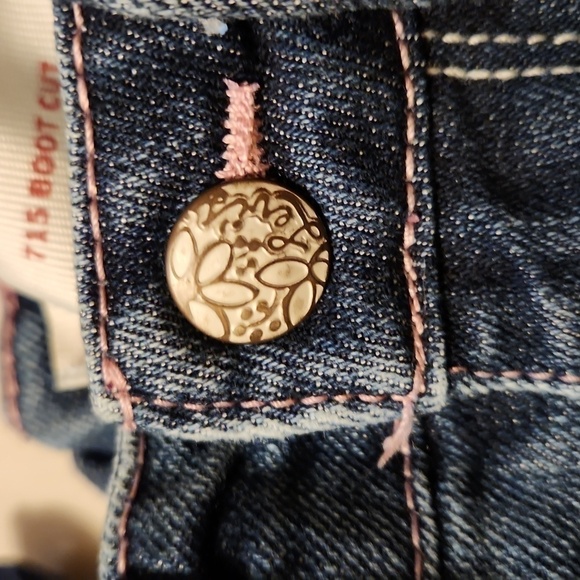 Levi's 715 bootcut blue jeans with pink stitching 5 Reg - Picture 5 of 8